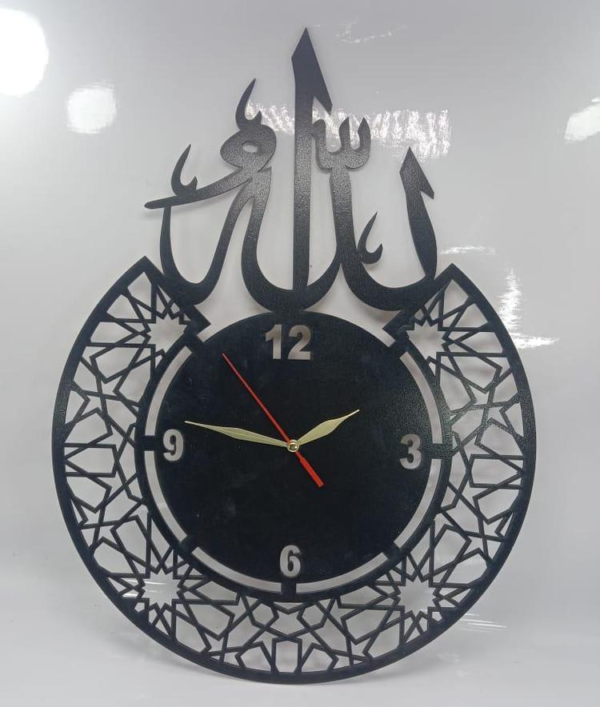 Black Wooden Wall Art Clock - Image 2