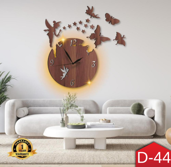 Fairy Design Laminated Wall Clock with Light