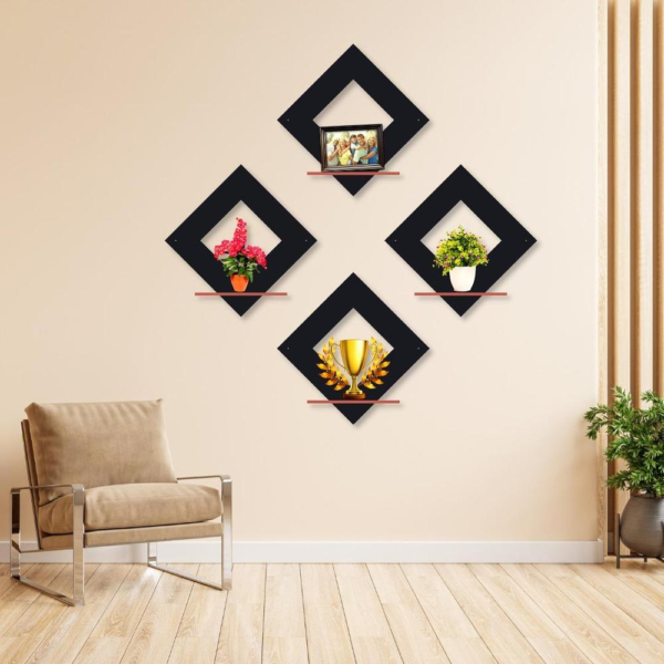 Diamonds Wall Hanging Shelves- Pack of 4