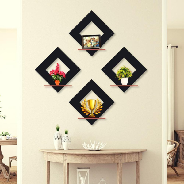 Diamonds Wall Hanging Shelves- Pack of 4 - Image 2